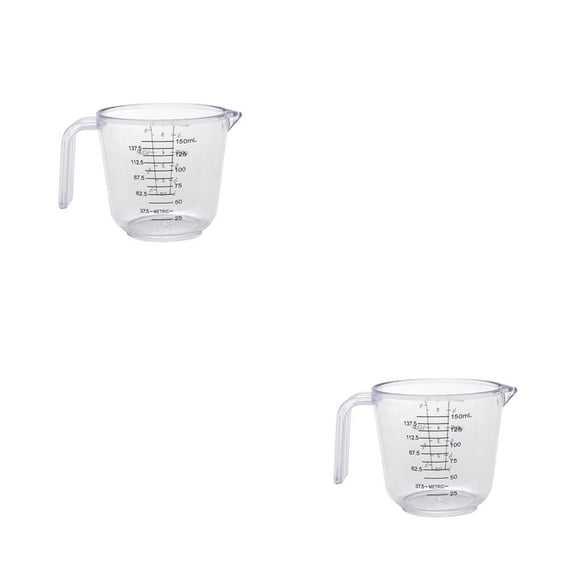 Yuarrent 3 Tallas Medición Jarra Plástico Transparente Cocina Hornear Juego Harina Azúcar Transparente 150ml 2piezas