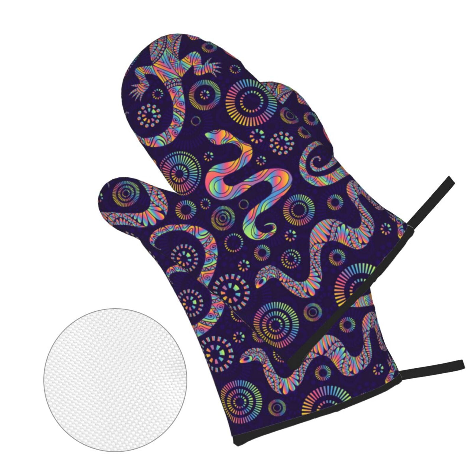 Bright Lizards And Snakes 4Pcs Oven Mitts and Pot Holders Sets Oven Kitchen Gloves Hot Pads for Cooking BBQ Baking Grilling
