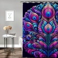 thumbnail image 2 of RUIYC Waterproof Shower Curtain Multiple Sizes Boho Lotus Indian Blue Neon Sherpa for Bathroom Decoration White, 2 of 7