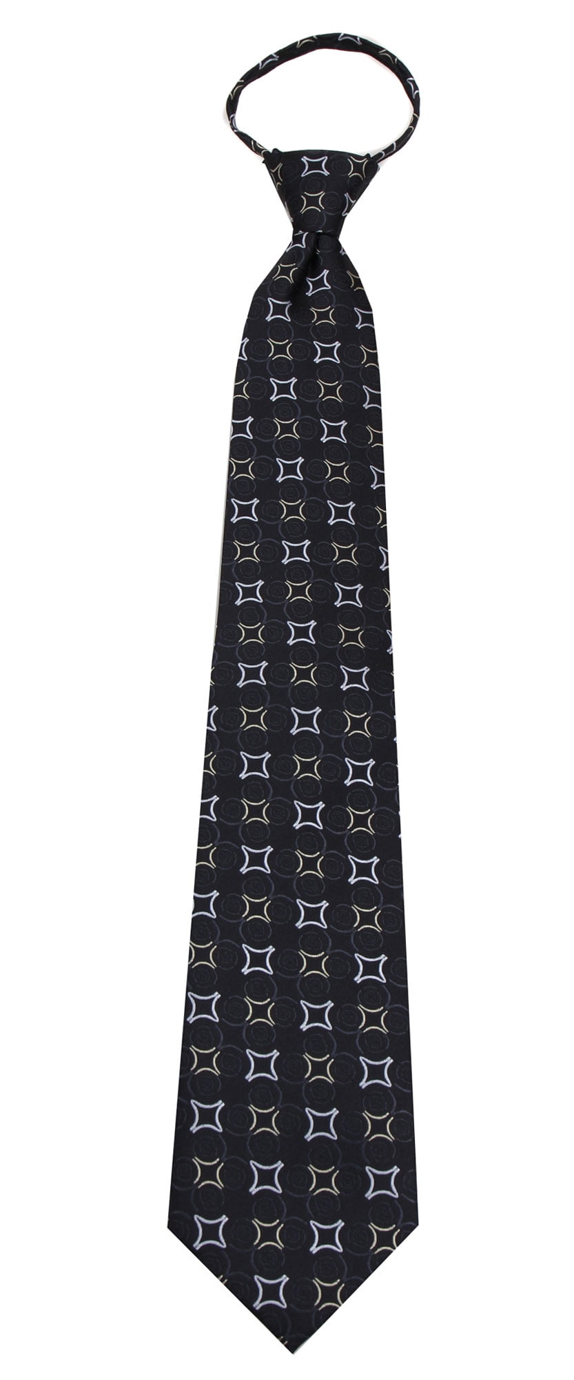 Mens Black Pattern Designer Zipper Zip Up Necktie Ties