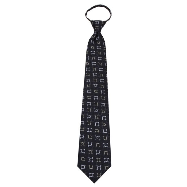 Basilio Mens Black Pattern Designer Zipper Zip Up Necktie Ties