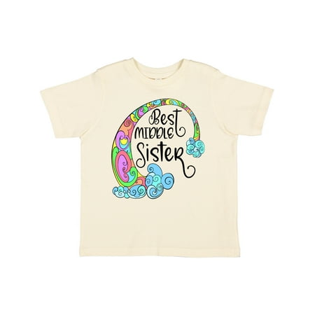 

Inktastic Best Middle Sister Colorful Rainbow Swirls Gift Toddler Toddler Girl T-Shirt