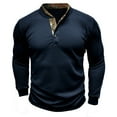 thumbnail image 4 of IROINNID Henley Shirts for Men Casual Basic Solid Color Blouse Tee Shirt Top Long Sleeve Round-Neck Blouses & Shirts ,Dark Blue, 4 of 7