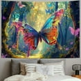 thumbnail image 2 of Nawypu Butterfly Tapestry Trippy Fairy Forest Tapestry Jungle Trees Tapestry Fantasy Misty Plants Tapestry Aesthetic Neon Wonderland Wall Hanging for Room, 2 of 6