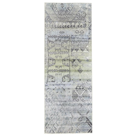 Feizy Katari Transitional Abstract, Green/Blue/Gray, 2' 10" x 7' 10" Runner, Sheen Fade Resistant, Area Rug for Living Room and Bedroom