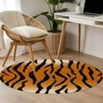 thumbnail image 5 of Round Area Rug 4ft, Natural Tiger Skin Texture Non-Shedding Washable Area Rug, Wildlife Animals Striped Non Slip Low-Profile Circle Rugs for Living Room, Bedroom Dining Room, 5 of 9