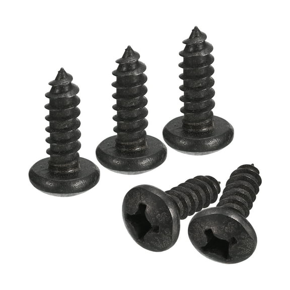 Unique Bargains 1/4 x 5/8' Phillips Pan Head Self-tapping Screw, 25pack 304 Stainless Steel Round Head Wood Screw (Black)
