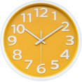 thumbnail image 1 of 1 Piece Yellow 12" Wall Clock Silent Battery Powered 3D Digital Bright Color Dial Face for Home/Office (Battery Not Included), 1 of 7