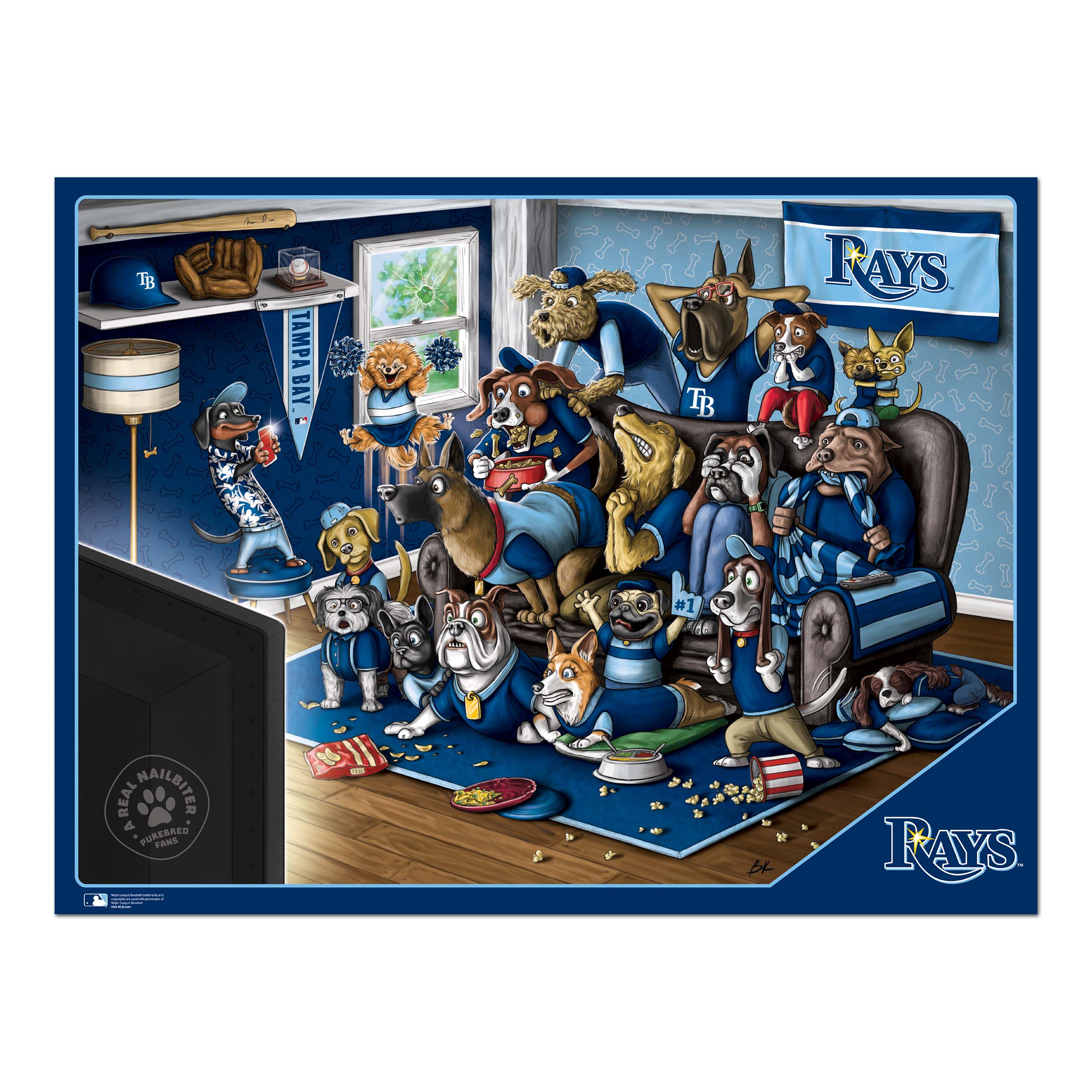 YouTheFan MLB Tampa Bay Rays Purebred Fans 500pc Puzzle - "A Real Nailbiter"