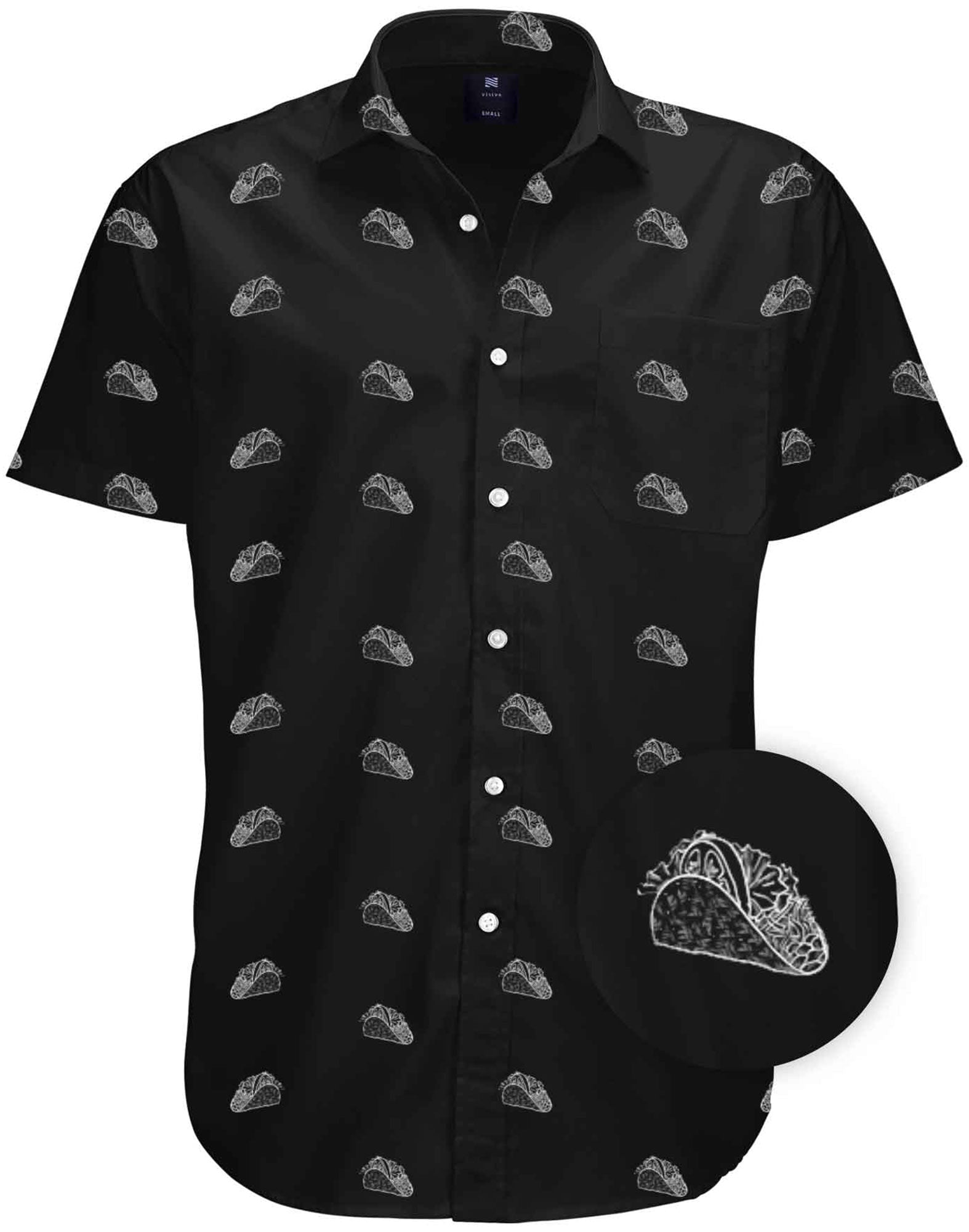 Visive Mens Big And Tall Short Sleeve Button Shirt, Printed Taco Shirts