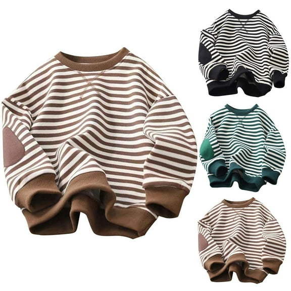 Ahuyic Kids Casual Long Sleeved Blouse Top, Autumns/Winter Long Sleeve For Kid, Fashion Girls And Boys Children Casual Long Sleeve Crew-Neck Long-Sleeved Striped Hoodie