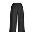 thumbnail image 4 of ibuvkizy Capris for Women Casual Summer Womens Wide Leg Capris,Women's Solid Five Points Large Size Cotton Linen Pants Casual Capris,Gifts for Women, 4 of 6
