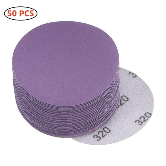 50 Pcs 3 Inch Sanding Discs 320 Grit Aluminum Oxide Wet Dry Sandpaper Hook and Loop Sand Paper Purple Sanding Pads for Woodworking, Metal Polishing, Automotive Paint Removal