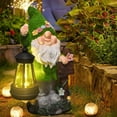 thumbnail image 4 of Ireezec Solar Powered Flocked Gnome Lantern Outdoor Garden Decor with Warm White LED Lights for Patio Yard Pathway Landscape Decoration Waterproof Resin Statue Fairy Ornament, 4 of 6