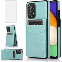 MYKOMI Phone Case for Samsung Galaxy A53 5G 2022 with HD Screen Protector Credit Card Holder Wallet Cover Stand Leather Cell Accessories Gaxaly A53 G5 Galaxies 53A SM A536U Women Men Green