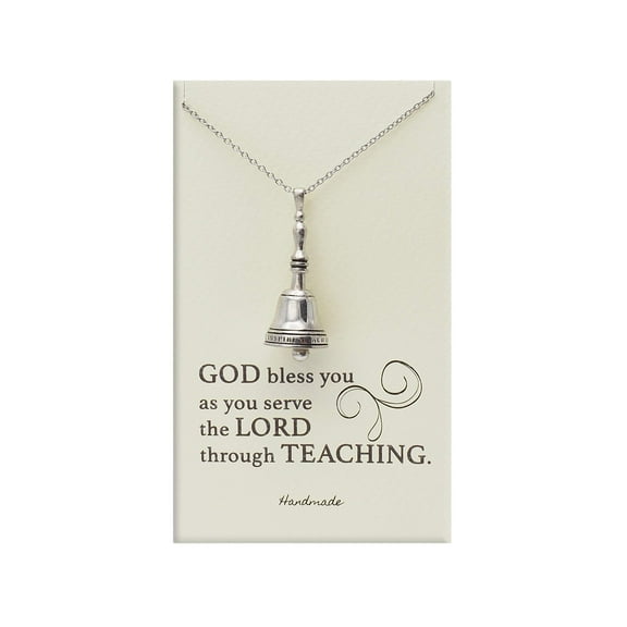 Joyfulle Table Bell Pendant Necklace, Gifts for Teachers, Handmade Gifts for Women with Inspirational Greeting Card