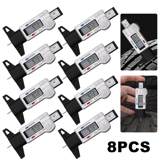 Comprobador Banda Rodadura Medidor Espesor 25 Mm Detección Desgaste Neumáticos Automóviles (Plata)