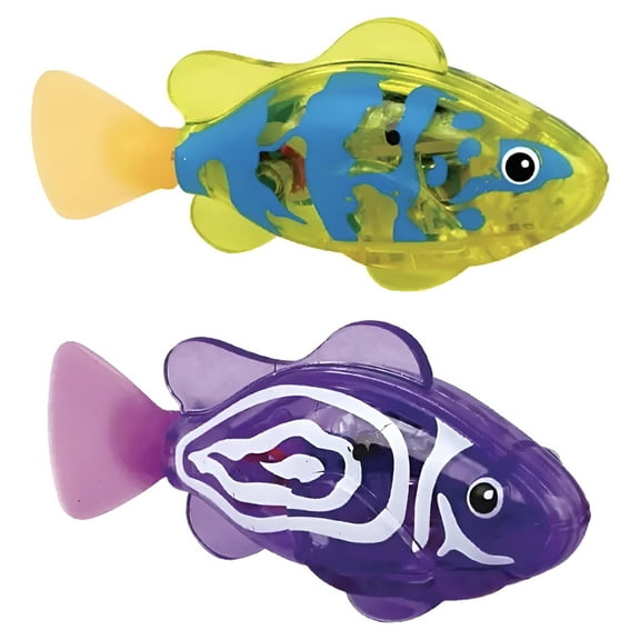BESTSKY 2Pcs Interactive Cat Toy,Lively Swimming Cat Stuff,Bright Flashing Lights Interactive Cat Toys,Purple&Yellow