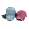 thumbnail image 4 of beishanbush Visors Unisex Casual Denim Hole Splice Hat Adjustable Washed Baseball Cap Wine, 4 of 4