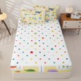 thumbnail image 4 of Manfei Kawaii Dolphin Zipper Twin Comforter Sets with Fitted Sheet and 2 Pillowcases, Sea Underwater World Zipper Bedding Set, Yellow, Polkadot Reversible, 4pcs, 4 of 7