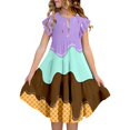 thumbnail image 6 of Gunia Summer Dresses For Girls Sleeveless Casual Party Wear Ice Cream Print Tiered With Flutter Sleeves Kids Comfortable Elastic Waist Sundress For Holiday Beach Purple 6-15 Years, 6 of 6