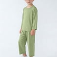 thumbnail image 4 of Auroural 18 month girl clothes sets Children's Solid Color Round Neck Long Sleeved Top Elastic Waist Pants Home Clothes Two-piece Set, 4 of 8