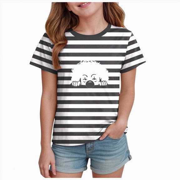 Toddler Girls Short Sleeve Grid/StripeT Shirts Kids Summer 0-24 Months girls daily wear clothing 2t 3t 4t 5t 6t 7t Oversized Tops Trendy Crewneck Basic Tees Gibobby,2-3 Years,Black