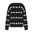thumbnail image 5 of Zedker Women'S Striped Heart-Shaped Printed Casual Crewneck Long Sleeve Comfy Loose Pullover Pointelle Knitted Sweaters for Fall,Black,L, 5 of 9