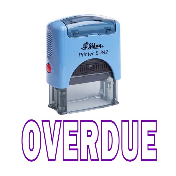 OVERDUE Self Inking Rubber Stamp Office Stationary Custom Shiny Stamp