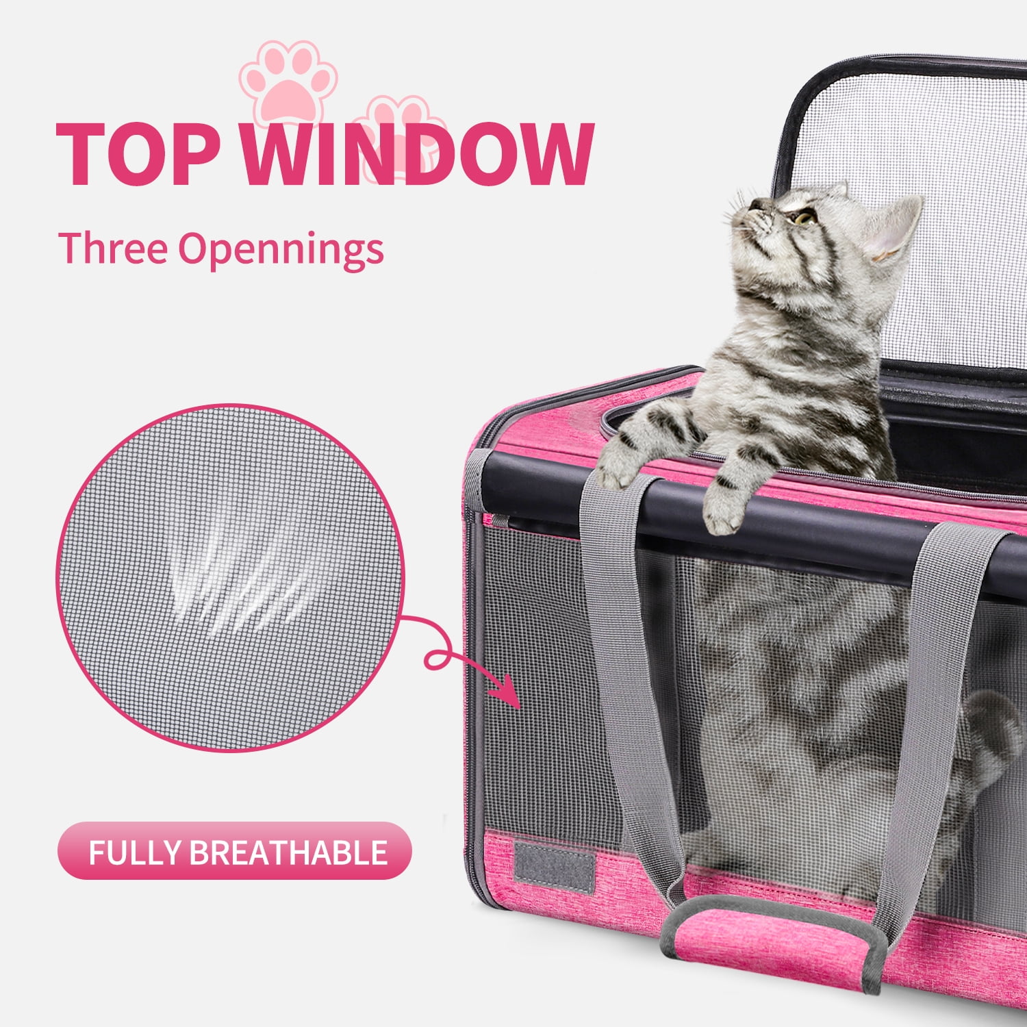 Cshidworld Cat Carrier Airline Approved, Pet Carriers for Cats with Water Bowl/Front Pocket/Adjustable Shoulder Strap, Collapsible Pet Carrier for Small Medium Cat Dogs up to 20lbs, Pink