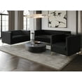thumbnail image 2 of Home Design Weiss Velvet Square Arm Chair with Channel-Tufted Back and Gold Metal Legs, Modern Upholstered Living Room Seating, Black, 2 of 5