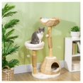 thumbnail image 2 of COCOKUN 41" Modern Cat Condo, Indoor Cat Tree with Scratching Posts, Soft Removable Cushions & Toy Balls, Compact Cat Furniture for Play & Rest, Cream White, 2 of 9