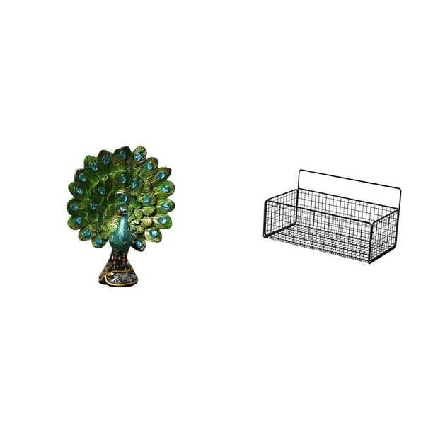 Figura de escritorio,Estatua de pavo real en estante,escritorio,decoración del hogar,Cesta de almacenamiento,cesta organizadora colgante de alambre para almacenamiento de cocina,Organizador de