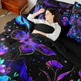 thumbnail image 4 of Manfei Teens Floral Butterfly 7 Pieces Bedding Comforter Set,Starry Sky Full Bedding Set Lightweight,Chic Flowers Fitted Sheet Flat Sheet,Breathable Home Decor,Reversible, 4 of 8