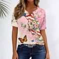 thumbnail image 5 of Women's 250th Anniversary Usa Shirt Independence Day Patriotic Star Stripe Print V-Neck Button Short Sleeve Top, 5 of 7