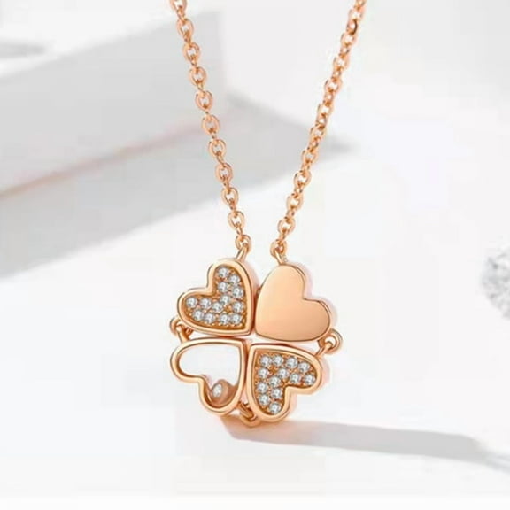 Women's Titanium Steel Folding Clover Necklace