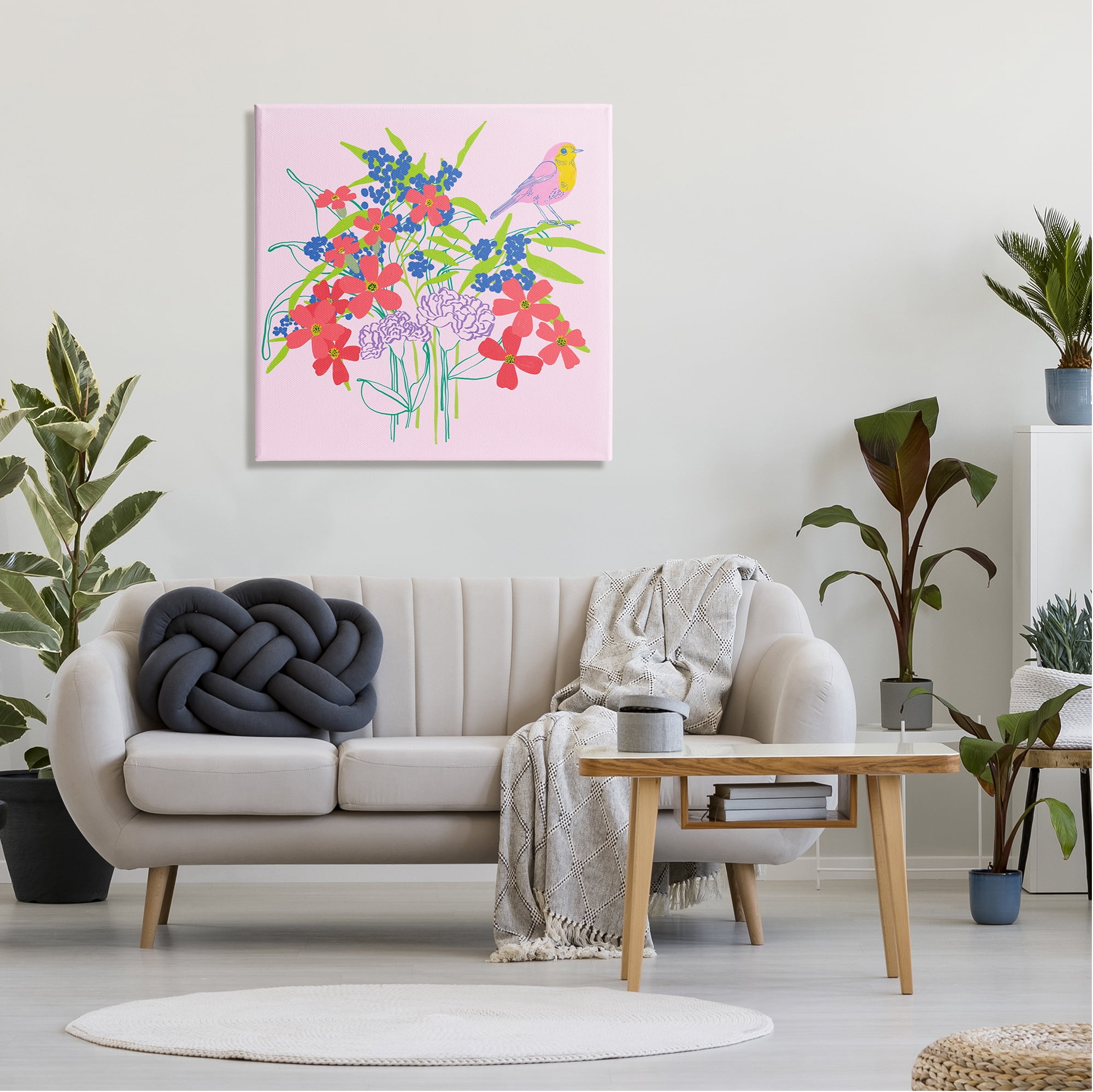 Stupell Industries Abstract Floral Arrangement Animals & Insects Painting Gallery Wrapped Canvas Art Print Wall Art, 30 x 30