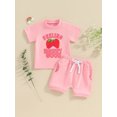 thumbnail image 2 of Bslissey Toddler Baby Girls Casual Shorts Sets Short Sleeve Letter Strawberry Print T-shirt + Elastic Waist Shorts 3M -3T Infant Cute Daily Summer 2Pcs Outfits, 2 of 9