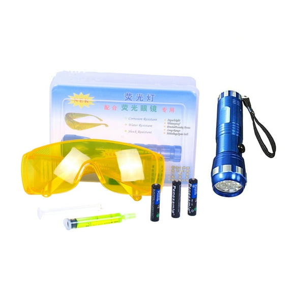 Auto Leak Detector Tool Flashlight Oil AC Dye Leak Test Detection Kit LED Flashlight UV-Protective-Glass