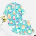 thumbnail image 5 of RMGVDSD Cute Print Girls Pajamas Children's Fashion Cute Easter Printed Button Down Lapel Short Sleeved Top Shorts Sleepwear Set Soft Pj Set Loungewear, 5 of 5