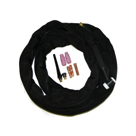 WeldingCity 150-amp WP-17 Air-cooled TIG Welding Torch Complete Package with 12.5-ft Power Cable Hose and Dinse 35-50 (1/2"-pin) In-line Gas-thru Cable Adapter