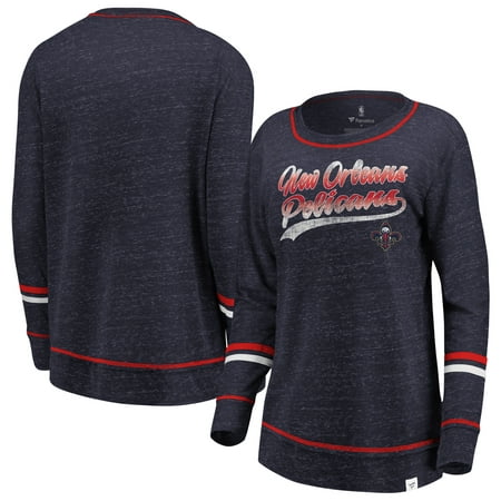 New Orleans Pelicans Fanatics Branded Women's Dreams Sleeve Stripe Speckle Long Sleeve T-Shirt - Heathered
