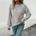 thumbnail image 4 of Chandails pour Femmes 2025 Automne Hiver Manches Longues Col Rond Décontracté Ample avec Poches Tricot, 4 of 6