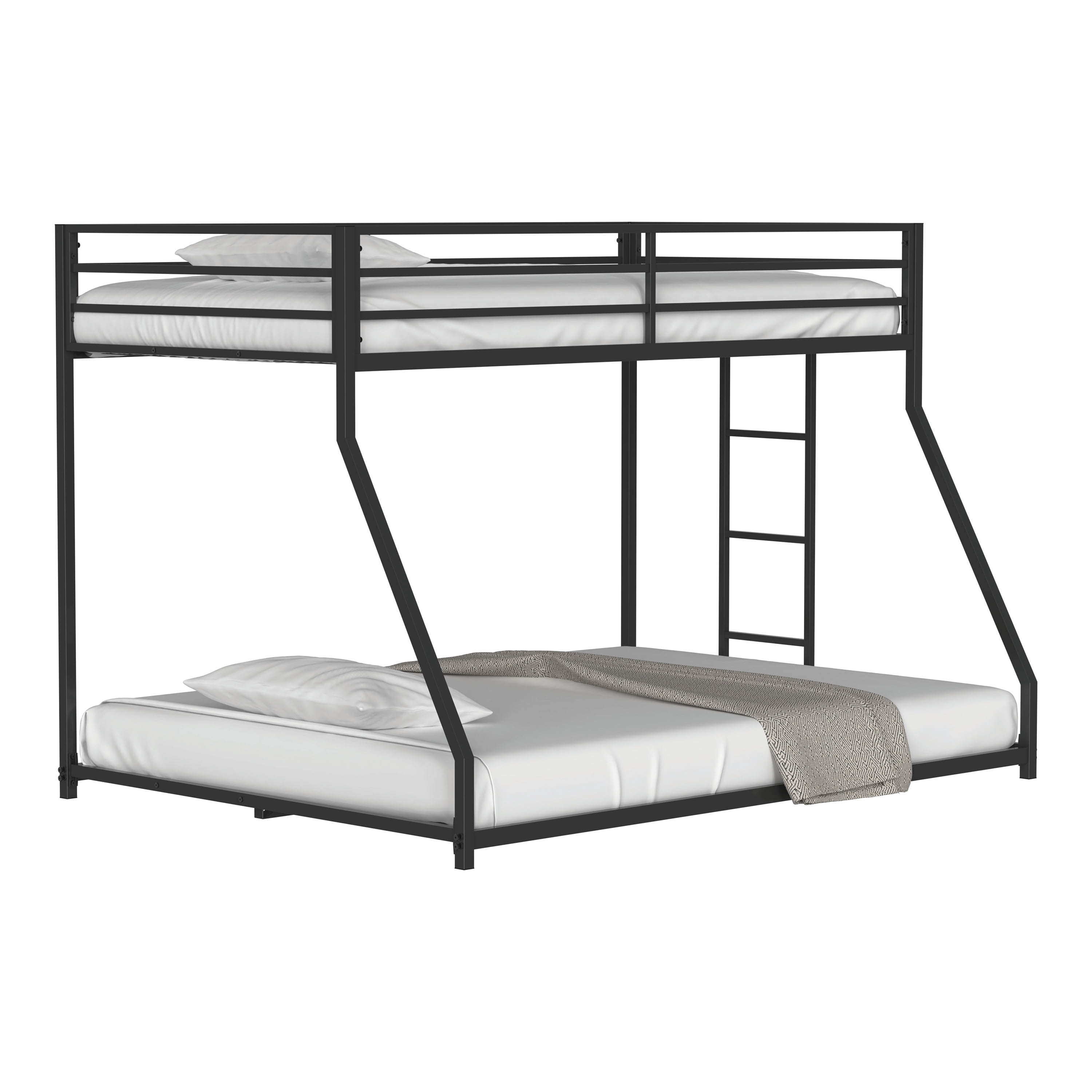 Furniture of America Franz Kids Twin Over Full Metal Mattress Ready Bunk Bed, Black
