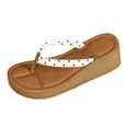 thumbnail image 3 of Platform Flip Flops Slippers for Women 2025 Trendy Leather Wedge Slip on Sandals Beach Summer Dress Slides, 3 of 7