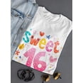 thumbnail image 3 of Sweet 16 Cute Colorful Flowers T-Shirt Women -Image by Shutterstock, Female Large, 3 of 4