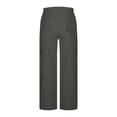 thumbnail image 5 of Women's High Waisted Work Pants with Drawstring, Loose Fit Cargo Pants with Multiple Pockets, Casual Straight Leg Trousers for Daily Wear, Streetwear and Outdoor Activities-Dark Gray, 5 of 8