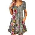 thumbnail image 1 of Moda Mujer Vestidos Verano Casual Cuello en V Manga corta Botón Bolsillos Vacaciones Playa Mini vestido Fridja qw6364, 1 of 1