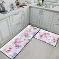 thumbnail image 3 of Kitchen Rugs and Mats Non Skid Washable Set of 2, Pink Purple Rose Bloom Floral Kitchen Mats for Floor, Spring Flowers Bouquet Green \u200bLeaf Under Sink Mats for Kitchen, 3 of 6