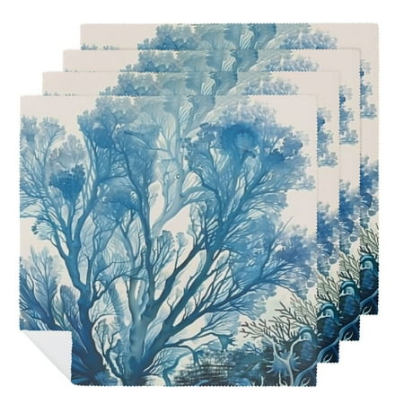 

Facannap Seaweed Water Corals Cloth Napkins Reusable Polyester Fabric for Hotel Home Banquet Events Set of 6 4 PCS